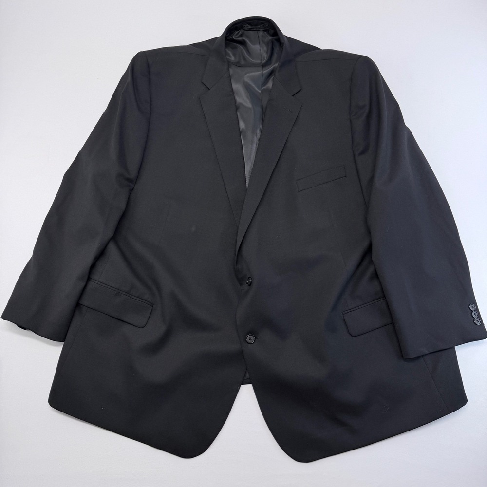 Petrocelli Mens Black Wool Blend 2 Button Blazer Sport Coat 58R Solid